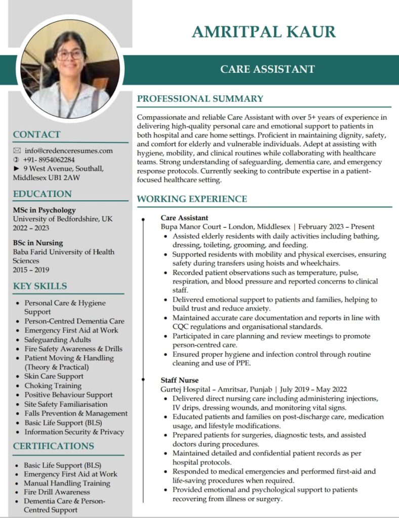 Visual Resume Format