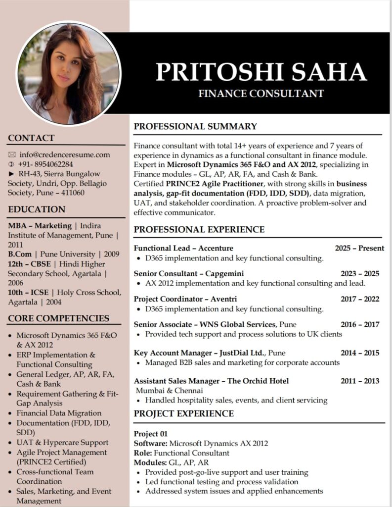 Visual Resume Format