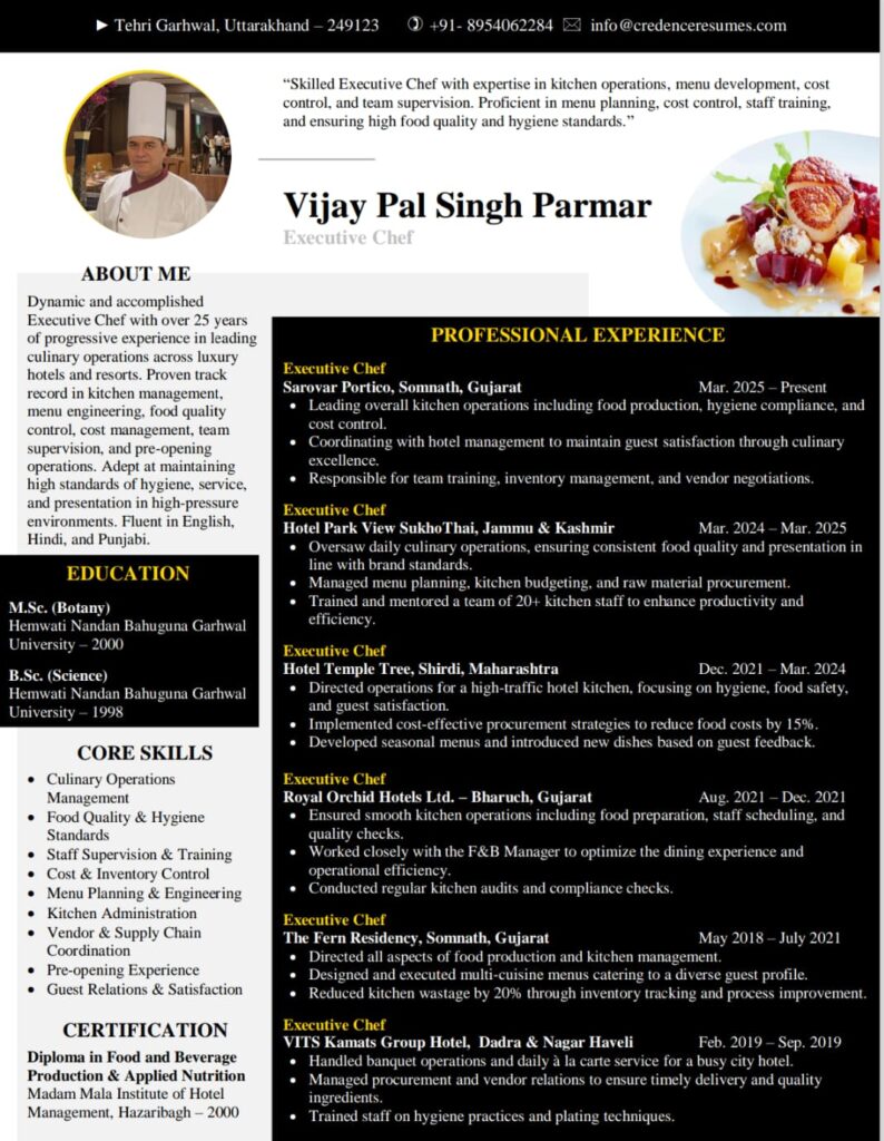 Visual Resume Format