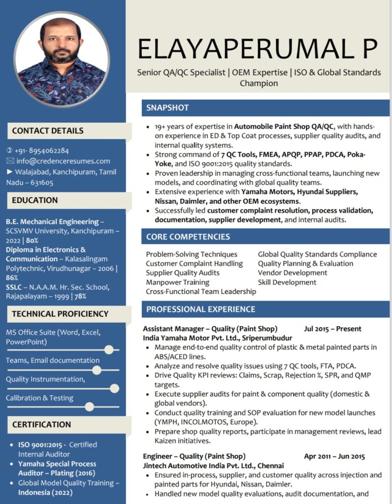 Visual Resume Format